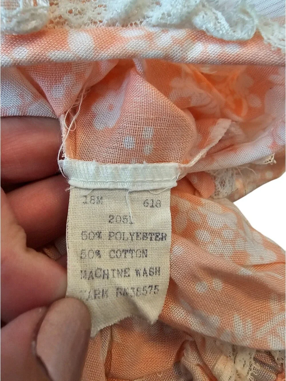 Vintage 1960s baby Girls Sz 18M Short Sleeve Floral Dress Salmon Pink White